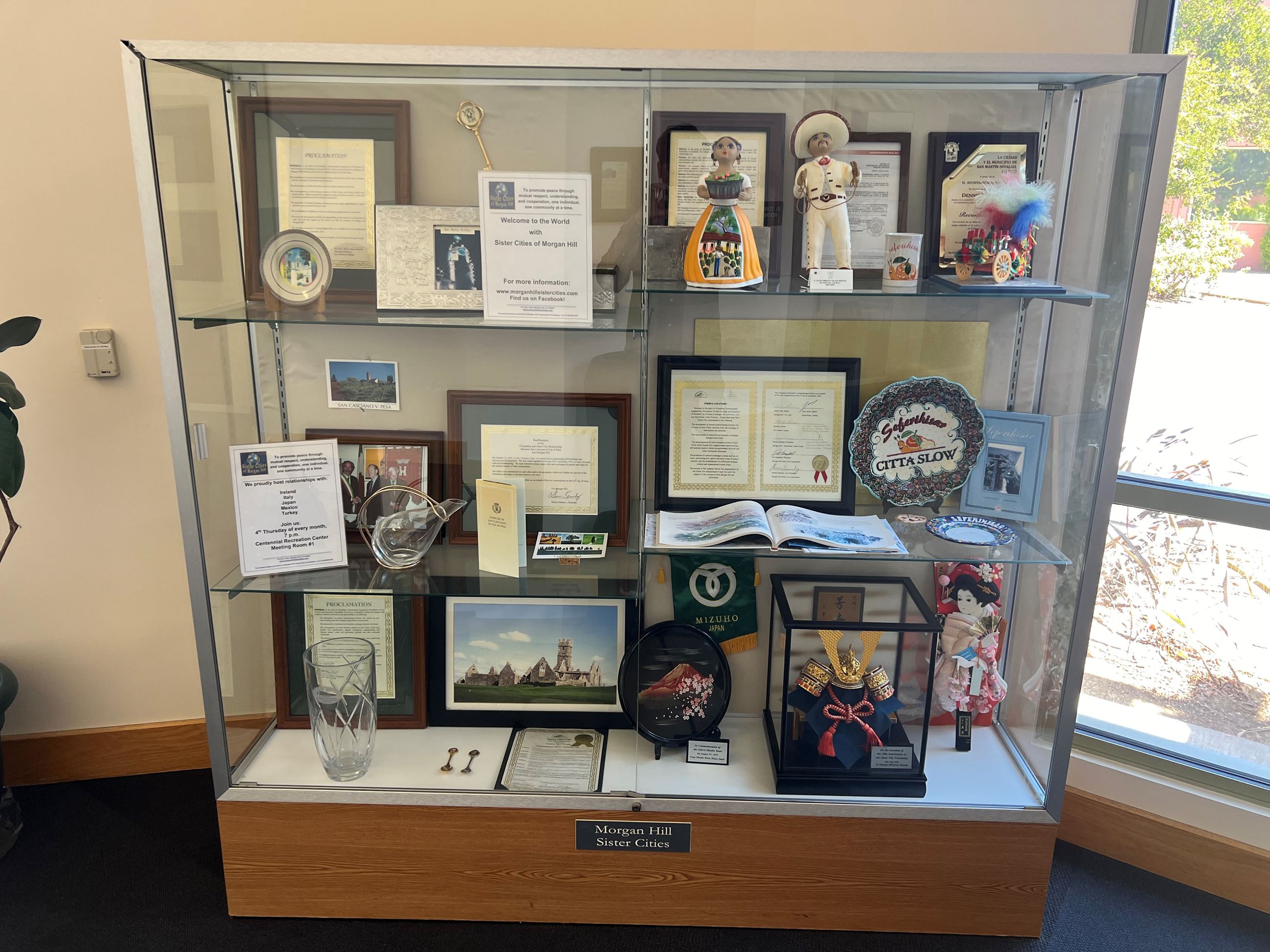 Sister Cities Display Case in the Community & Cultural Center