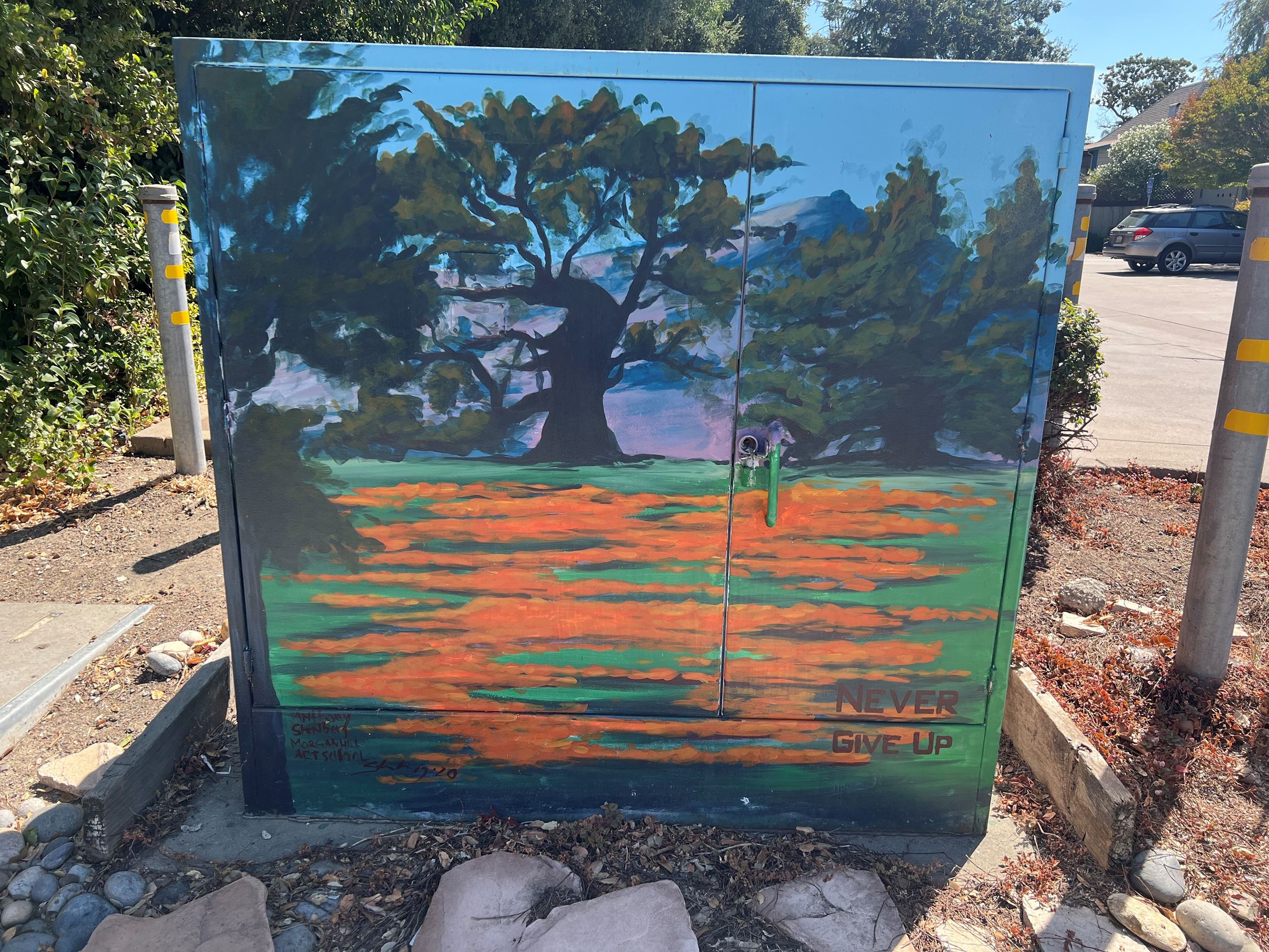 Utility Box Never Give Up Located Downtown