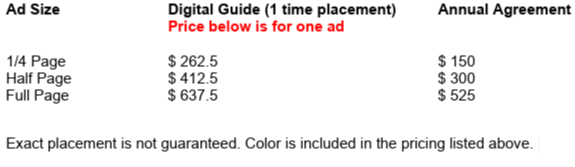 Recreation Ad Pricing